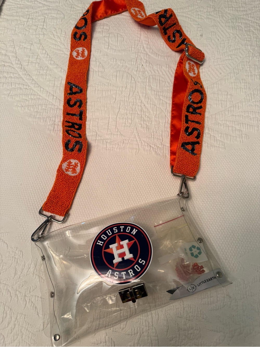 Houston Astros Clear Crossbody Bag with Orange Strap
